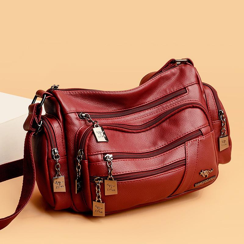 New Ladies Bag Soft Leather Multifunctional Middle-aged Mother Large-capacity Shoulder Messenger Bag